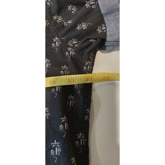 Fundamental Coast Men's Size Large Shirt Top Button Down Black Palm Trees - Picture 11 of 13